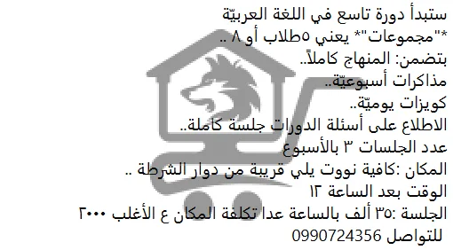 دورة في اللغة العربية لطلاب التاسع - الصورة 2