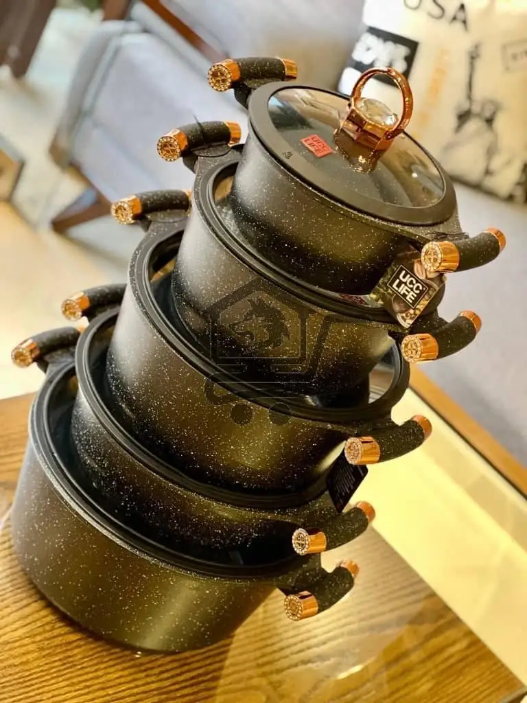 طقم طناجر غرانيت صب خماسي - الصورة 1