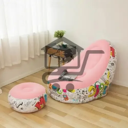 كرسي نفخ مع مخدة للرجلين رسمات - الصورة 1