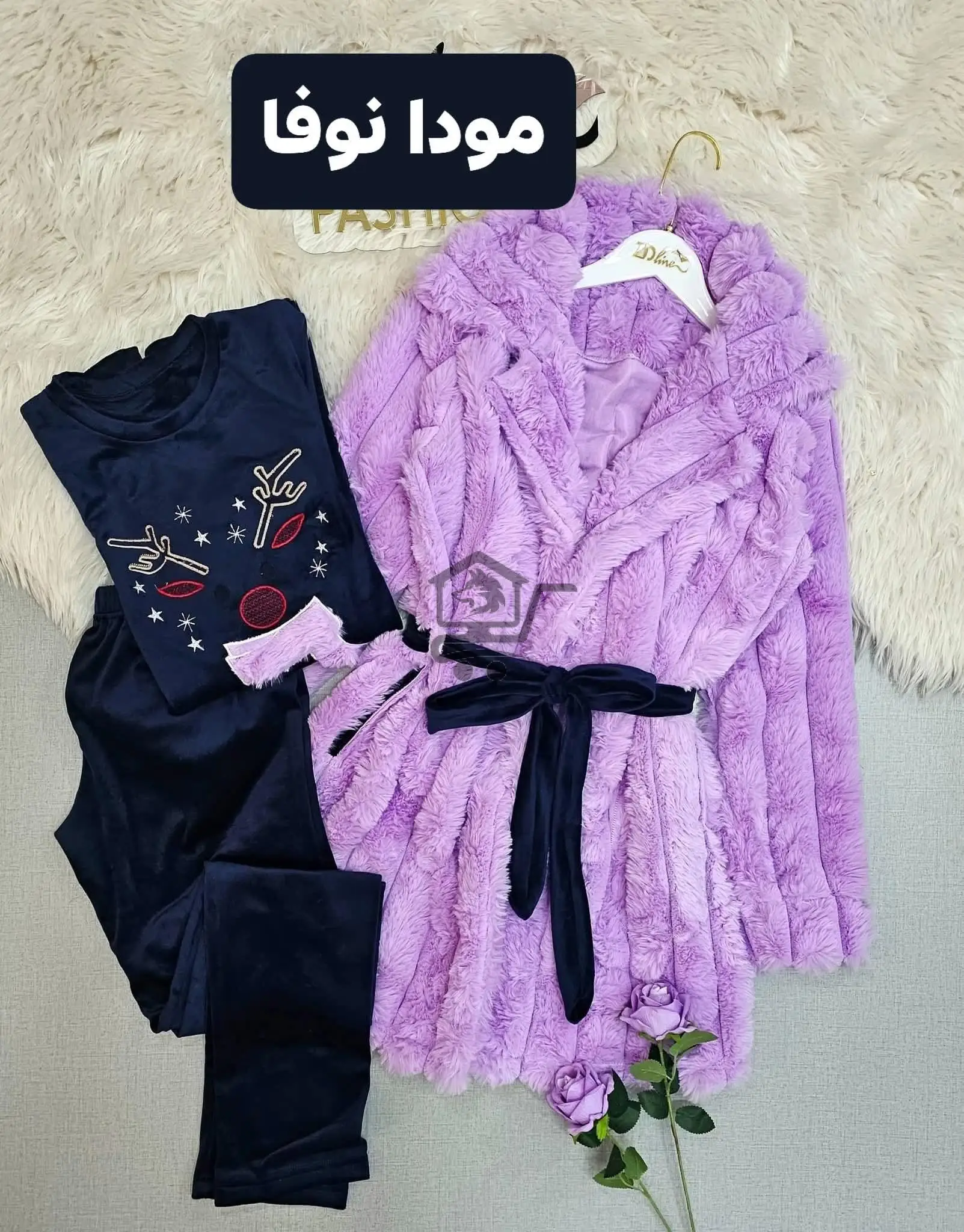 طقم بيجامة بلوزة مع بنطال مع جاكيت - الصورة 1