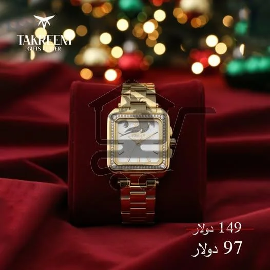 ساعة 𝗧𝗢𝗠𝗠𝗬 راقية بلون هبي لامع